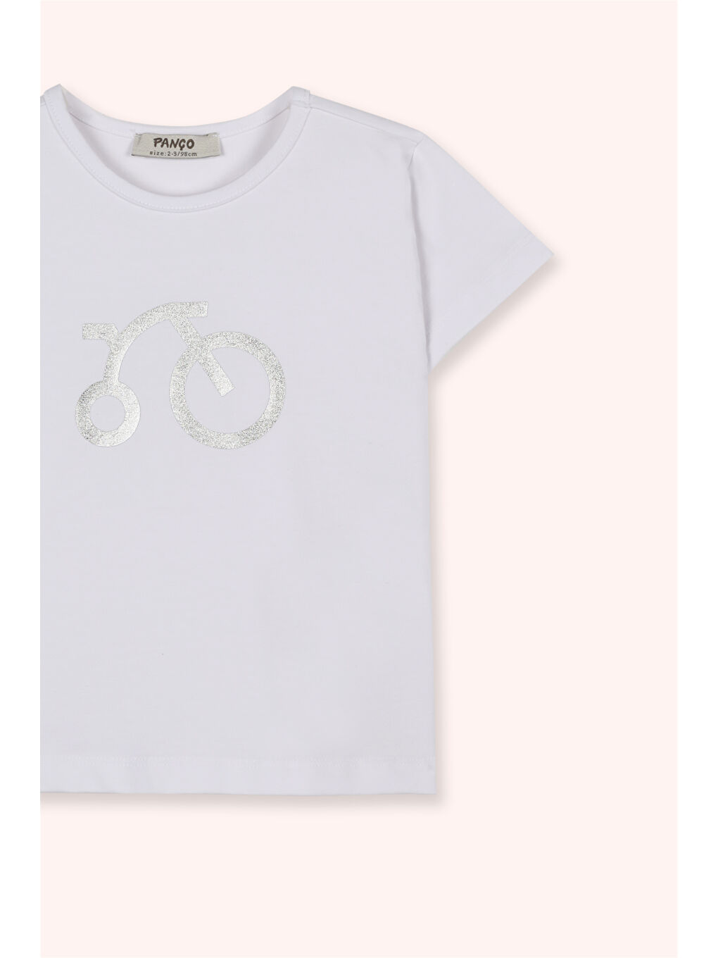 Beyaz Kız Çocuk Kısa Kollu T-shirt Pembe-2