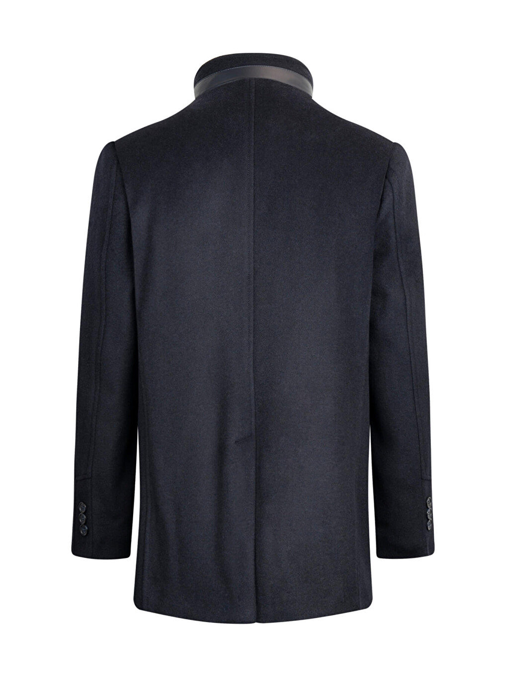 Lacivert Slim Fit Hakim Yaka Yünlü Basic Palto-1
