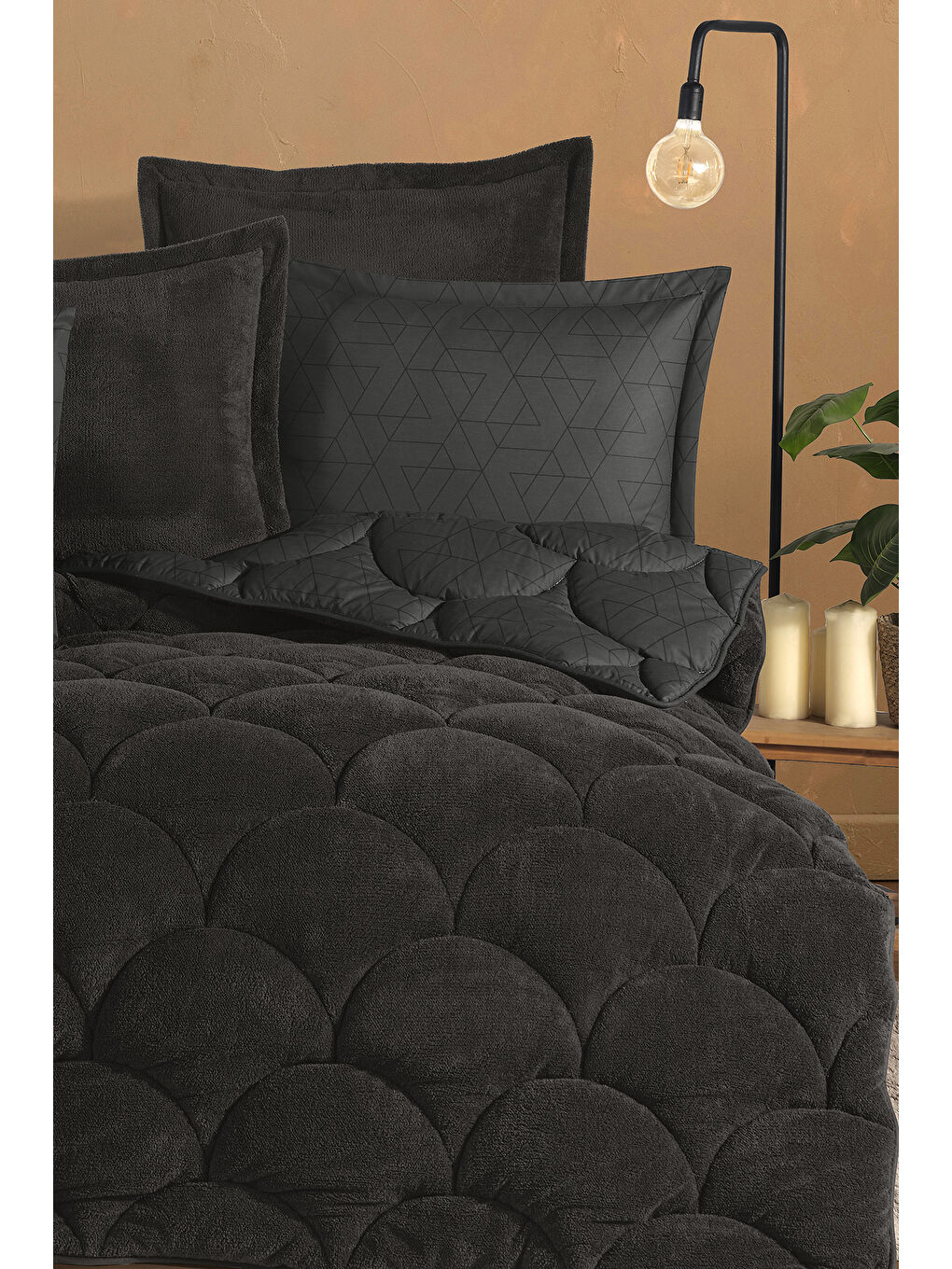 Antrasit Wellsoft Tek Kişilik Uyku Seti Çift Taraflı Monza-2