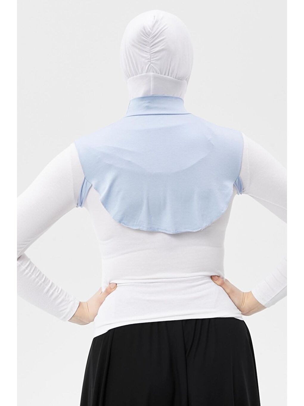 Mavi Düz Balıkçı Yaka Boğazlı Penye Tesettür Boyunluk-4