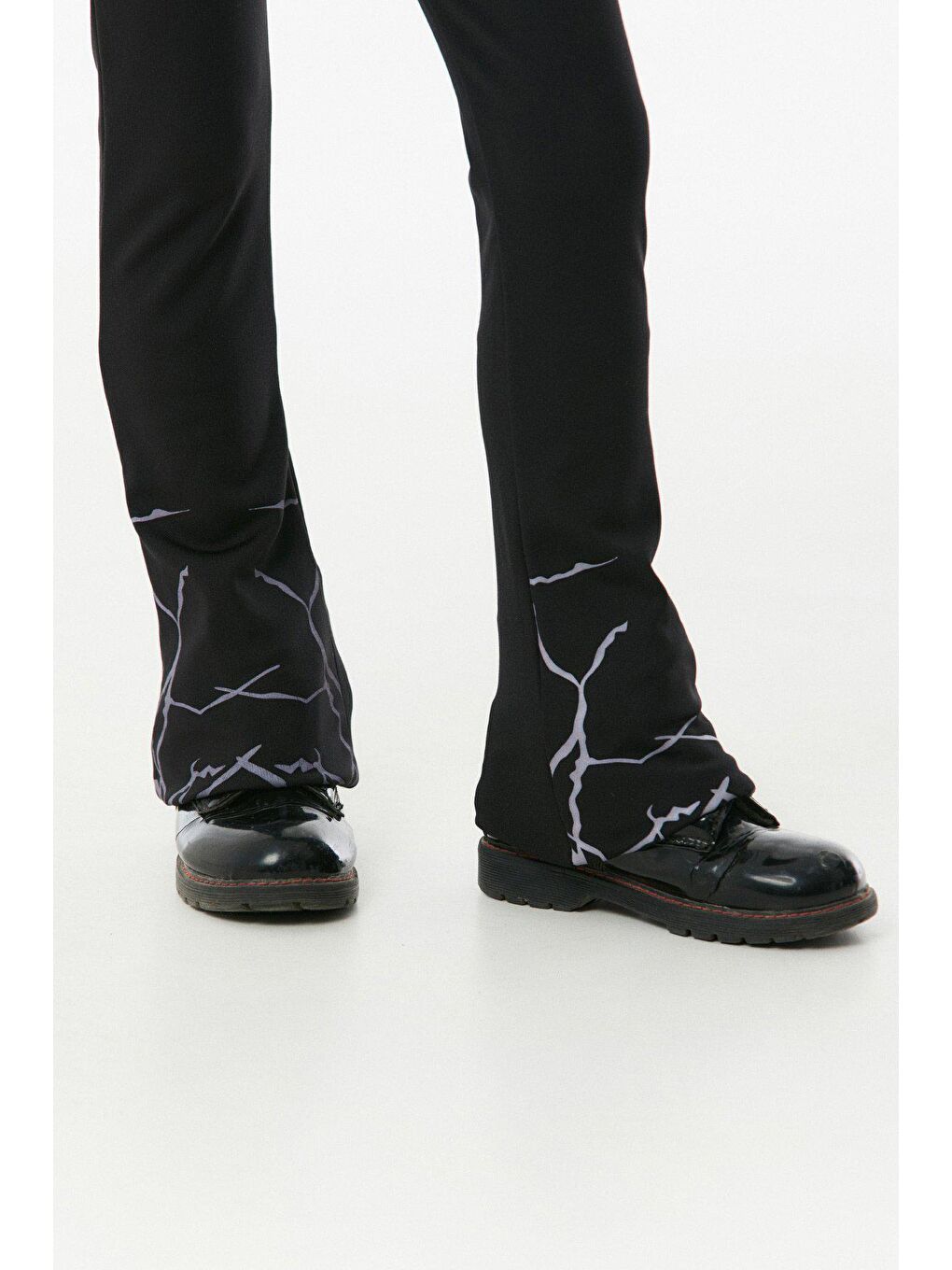 Siyah Baskılı Flare Kız Çocuk Tayt-4