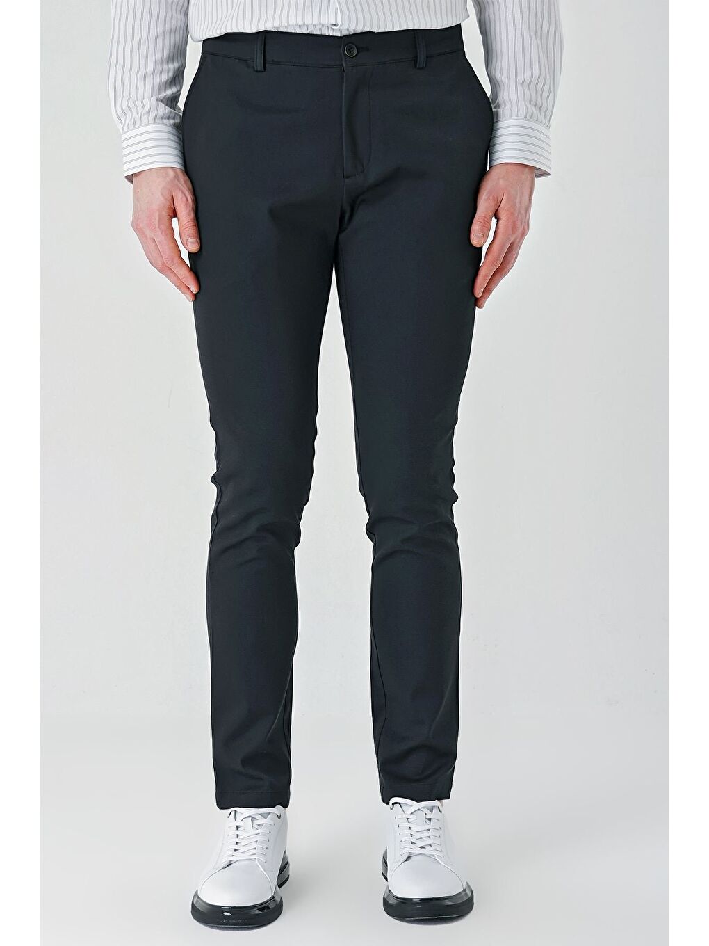 Siyah Pamuklu Yandan Cepli Casual Slim Fit Chino Pantolon 1003240156-1
