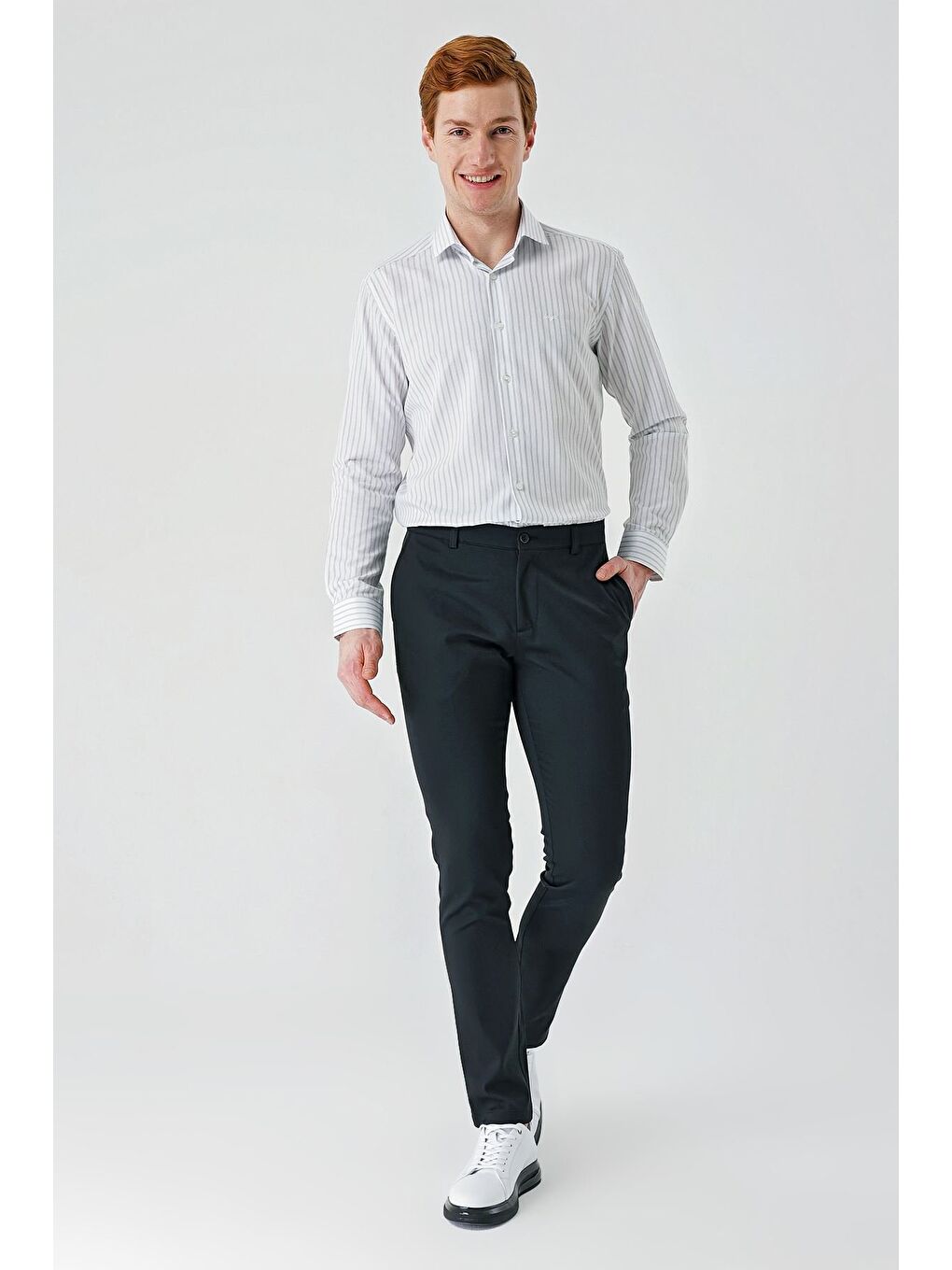 Siyah Pamuklu Yandan Cepli Casual Slim Fit Chino Pantolon 1003240156-3