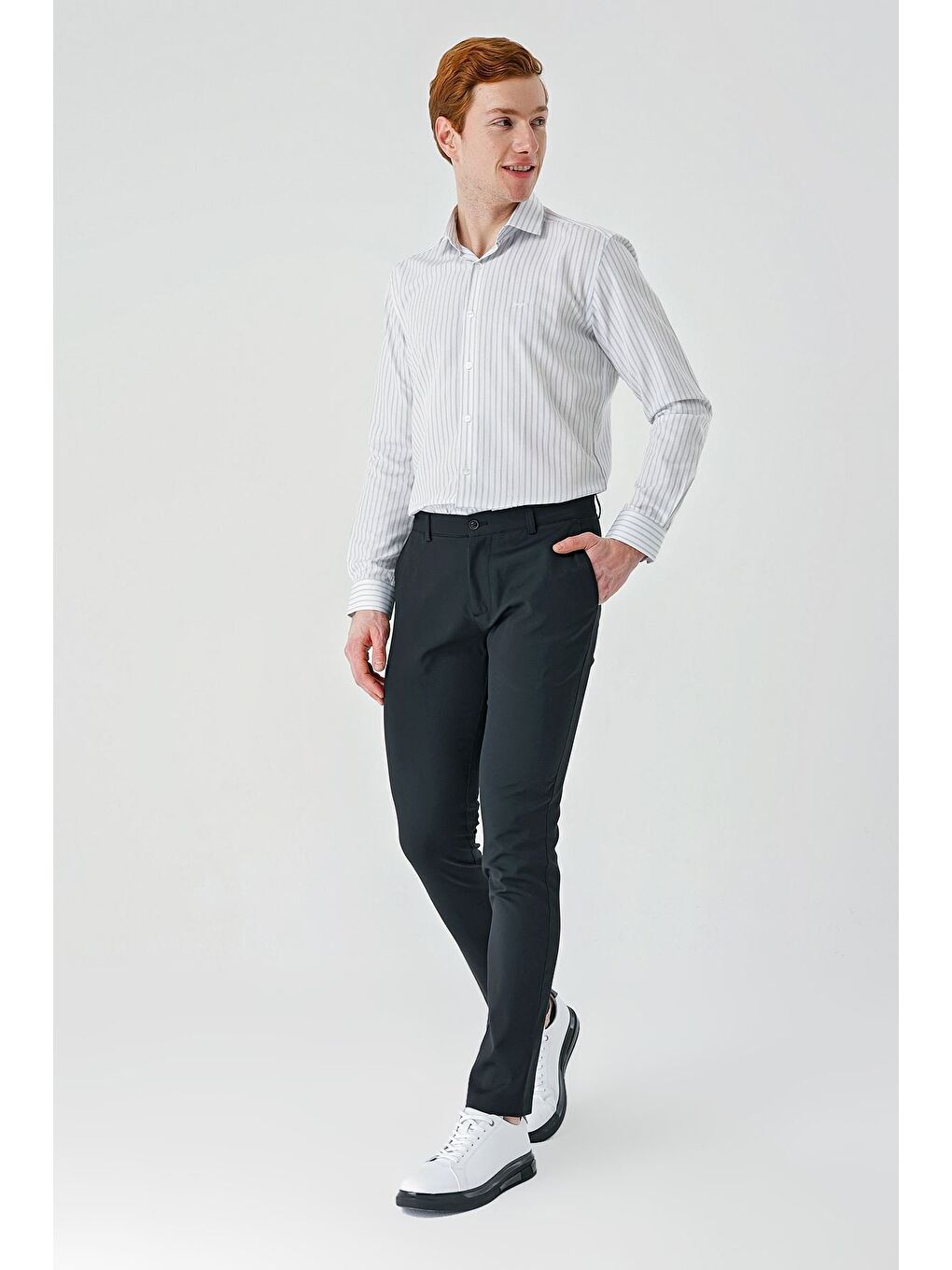 Siyah Pamuklu Yandan Cepli Casual Slim Fit Chino Pantolon 1003240156-4