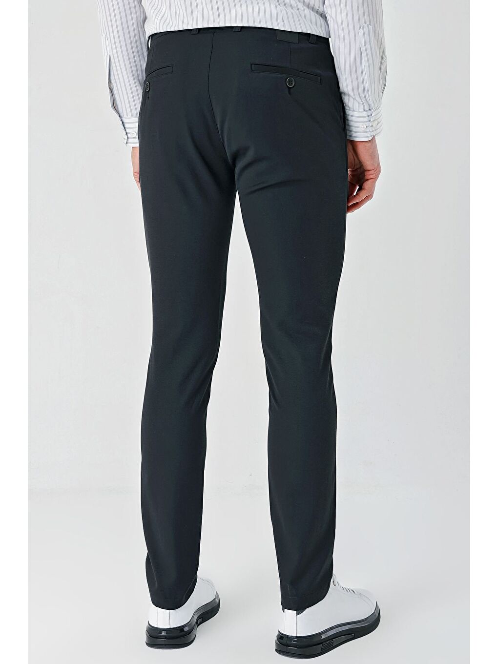 Siyah Pamuklu Yandan Cepli Casual Slim Fit Chino Pantolon 1003240156-5