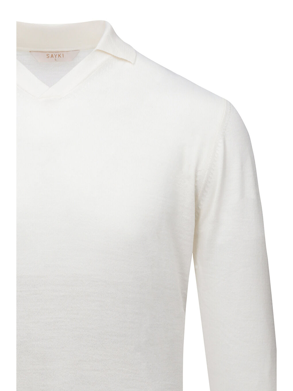 Bej Taş Regular Fit Polo Yaka Yünlü Kazak-4