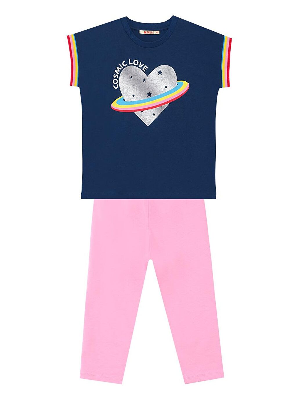 MSHB&G Pembe Cosmic Love Kız Çocuk T-Shirt Tayt Takım - 2