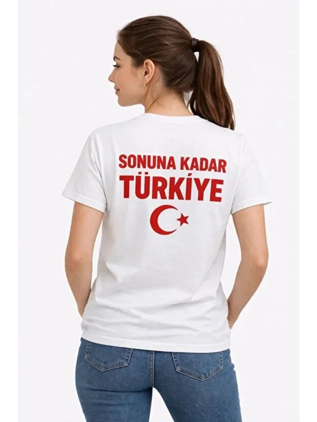 TÜRKİYE Ay Yıldız Baskılı Taraftar Forma T-Shirt - Beyaz