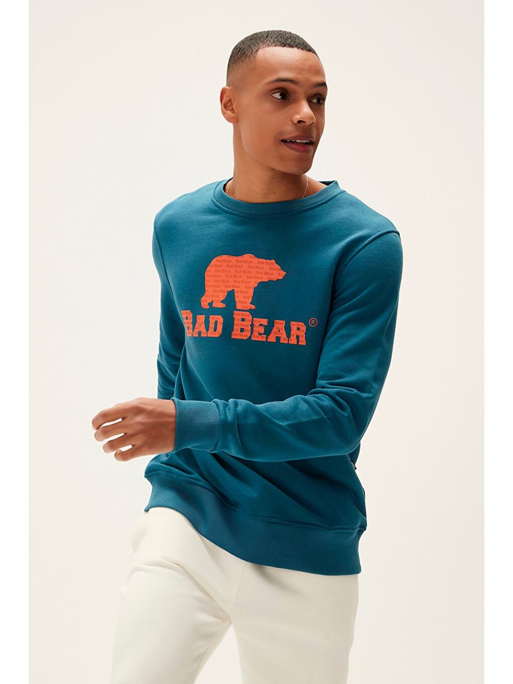 Bad Bear Petrol Logo Crewneck Petrol Mavi Baskılı Erkek Sweatshirt - 4