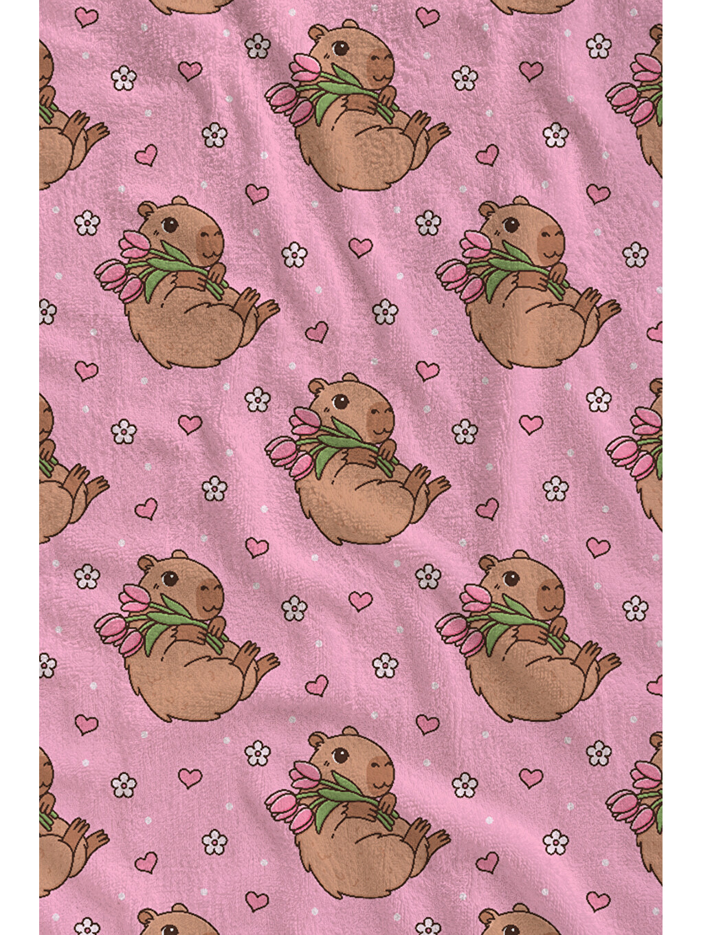 Pembe Sevimli Deniz Kaplumbağası Tekrarlı Desenli 70x150 Cm Dijital Baskılı Plaj Ve Banyo Havlusu-1