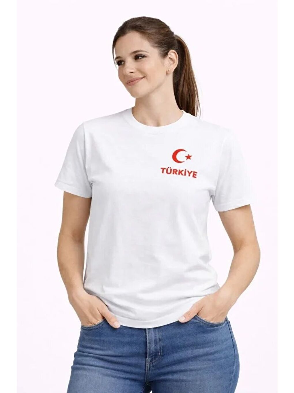 TÜRKİYE Ay Yıldız Baskılı Taraftar Forma T-Shirt - Beyaz-1