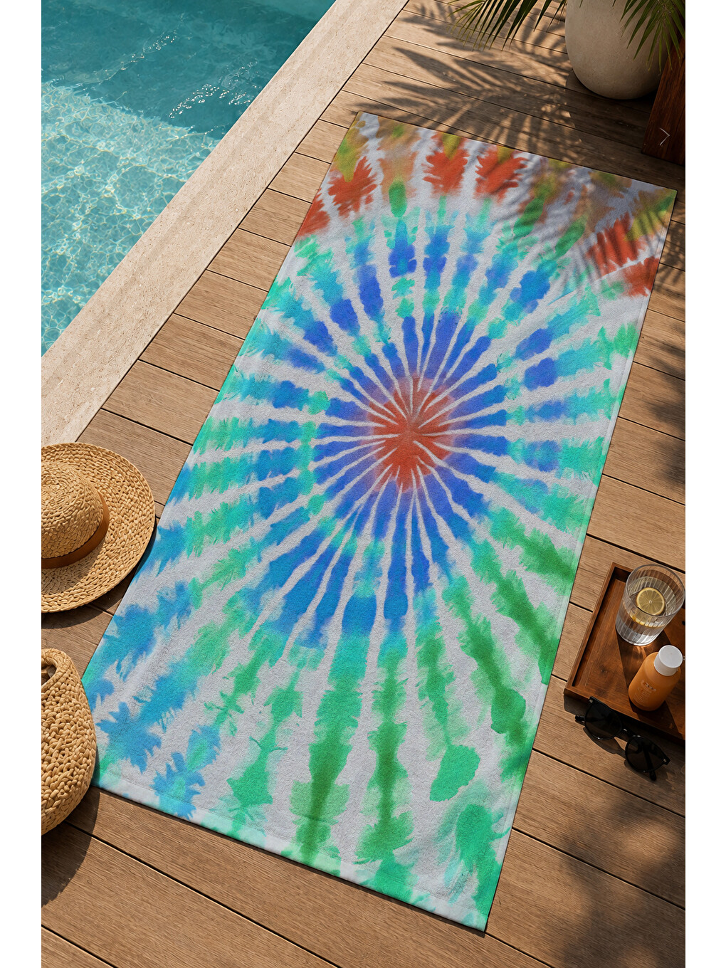 Mavi Spiral Batik Desenli 70x150 Cm Dijital Baskılı Plaj Ve Banyo Havlusu-2