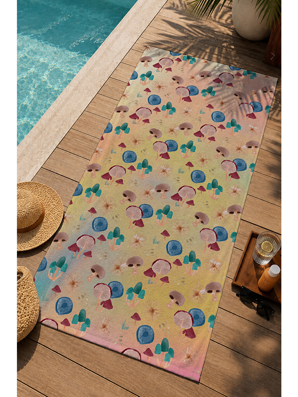 Bej Renkli Mini Kelebek Desenli 70x150 Cm Dijital Baskılı Plaj Ve Banyo Havlusu-2
