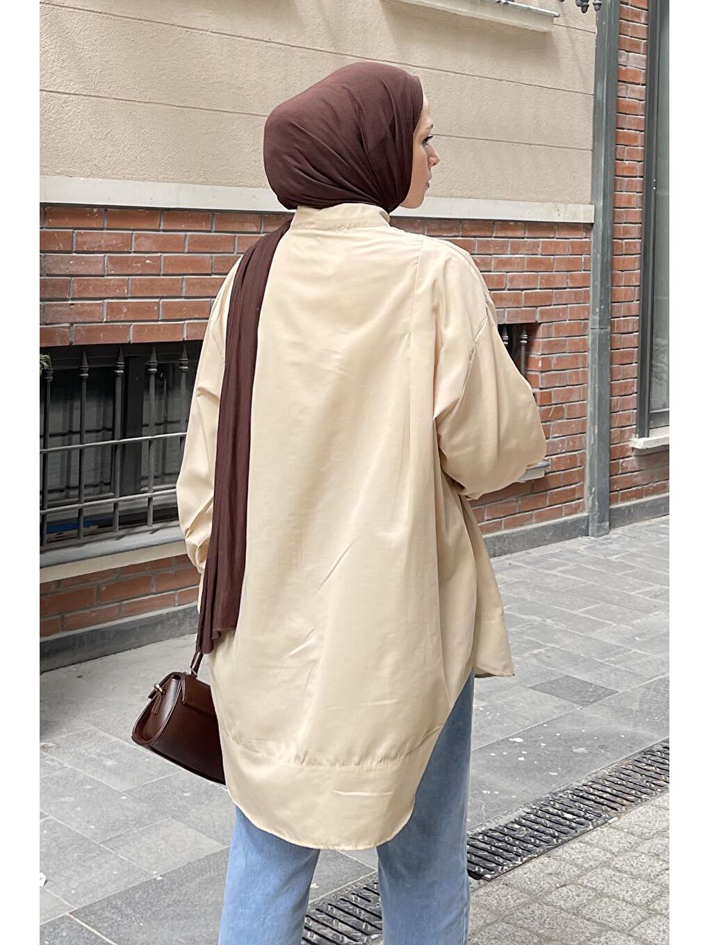 Ekru Manşeti Biyeli Tunik Krem-2