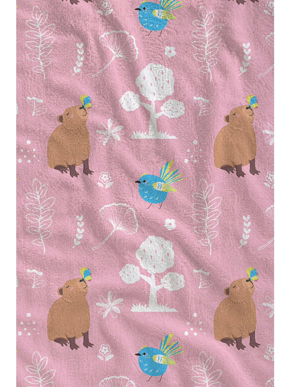 Pembe Tropikal Ve Desenli 70x150 Cm Dijital Baskılı Plaj Ve Banyo Havlusu-1