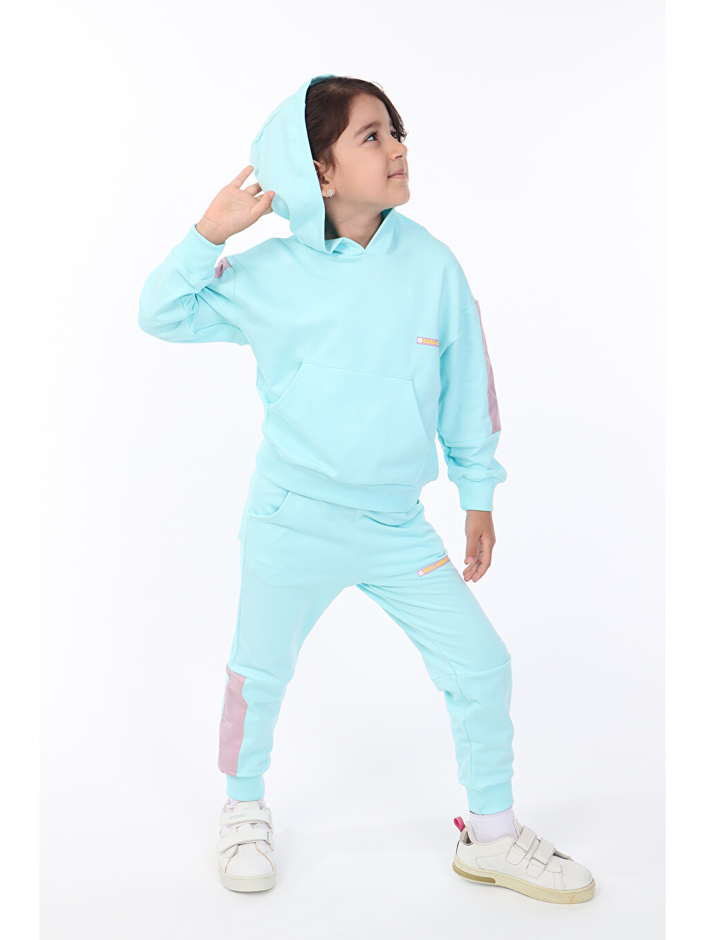 Turkuaz Kız Çocuk Baskılı Eşofman Takım