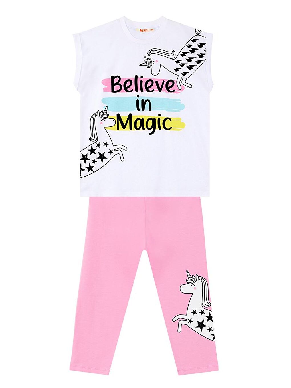 MSHB&G Pembe Believe in Magic Kız Çocuk T-Shirt Tayt Takım - 2