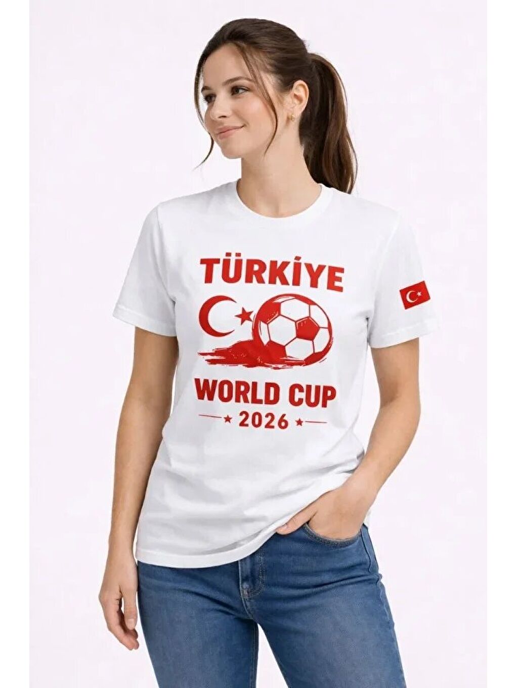 Türkiye World Cup 2026 Baskılı Tişört Futbol Temalı Forma T-Shirt - Beyaz-2