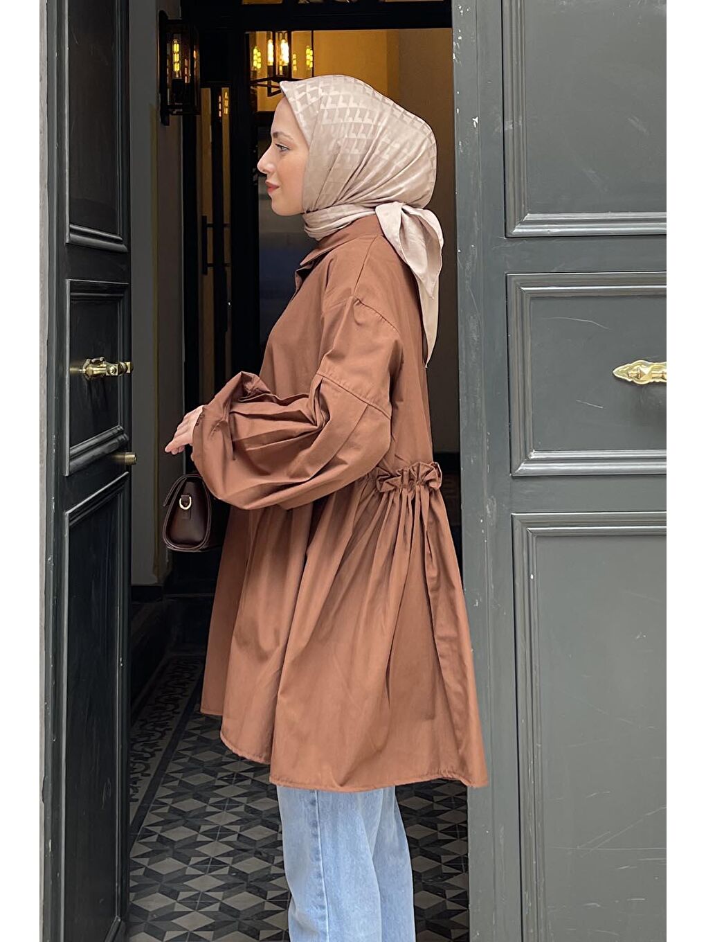 Lopez Balon Kol Tunik Acı Kahverengi-1