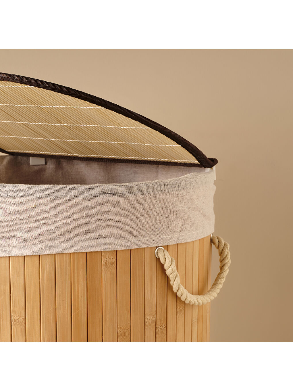Bej Dante Bambu Çamaşır Sepeti Naturel (35x61 cm)-1