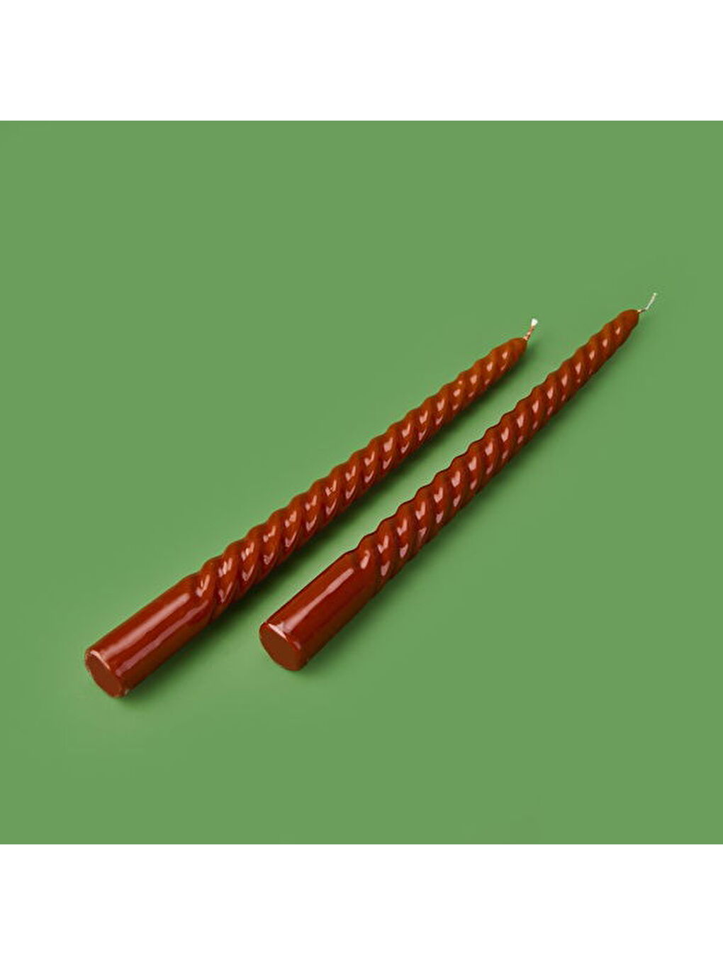 Bej 2'li Burgulu Parlak Şamdan Mumu - Karamel - 25 cm