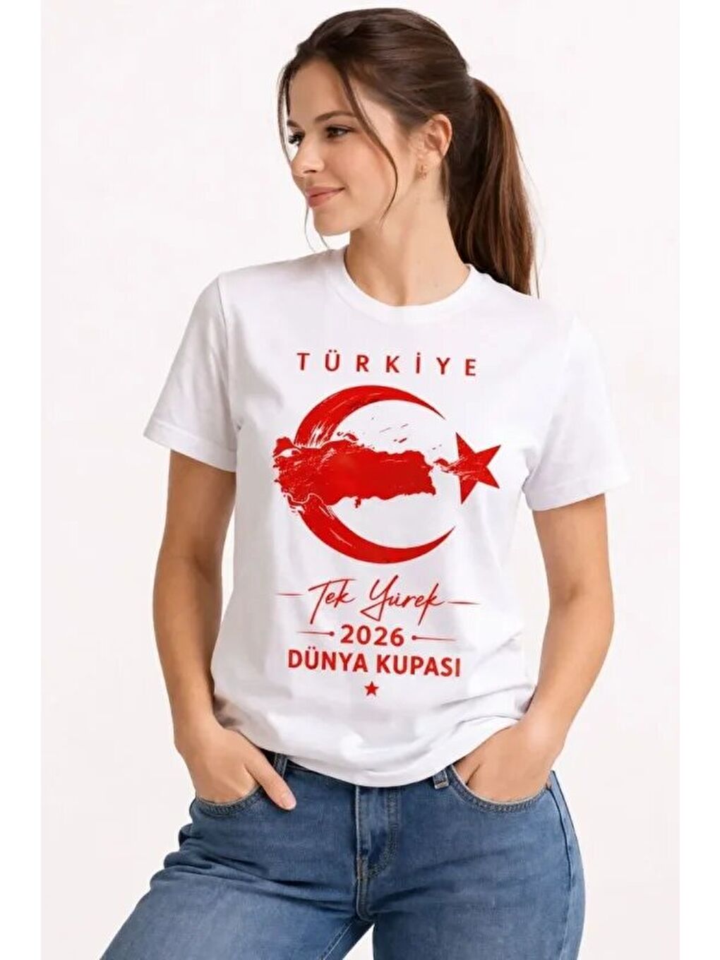 TÜRKİYE Ay Yıldız 2026 Dünya Kupasi Taraftar Forma T-Shirt - Beyaz
