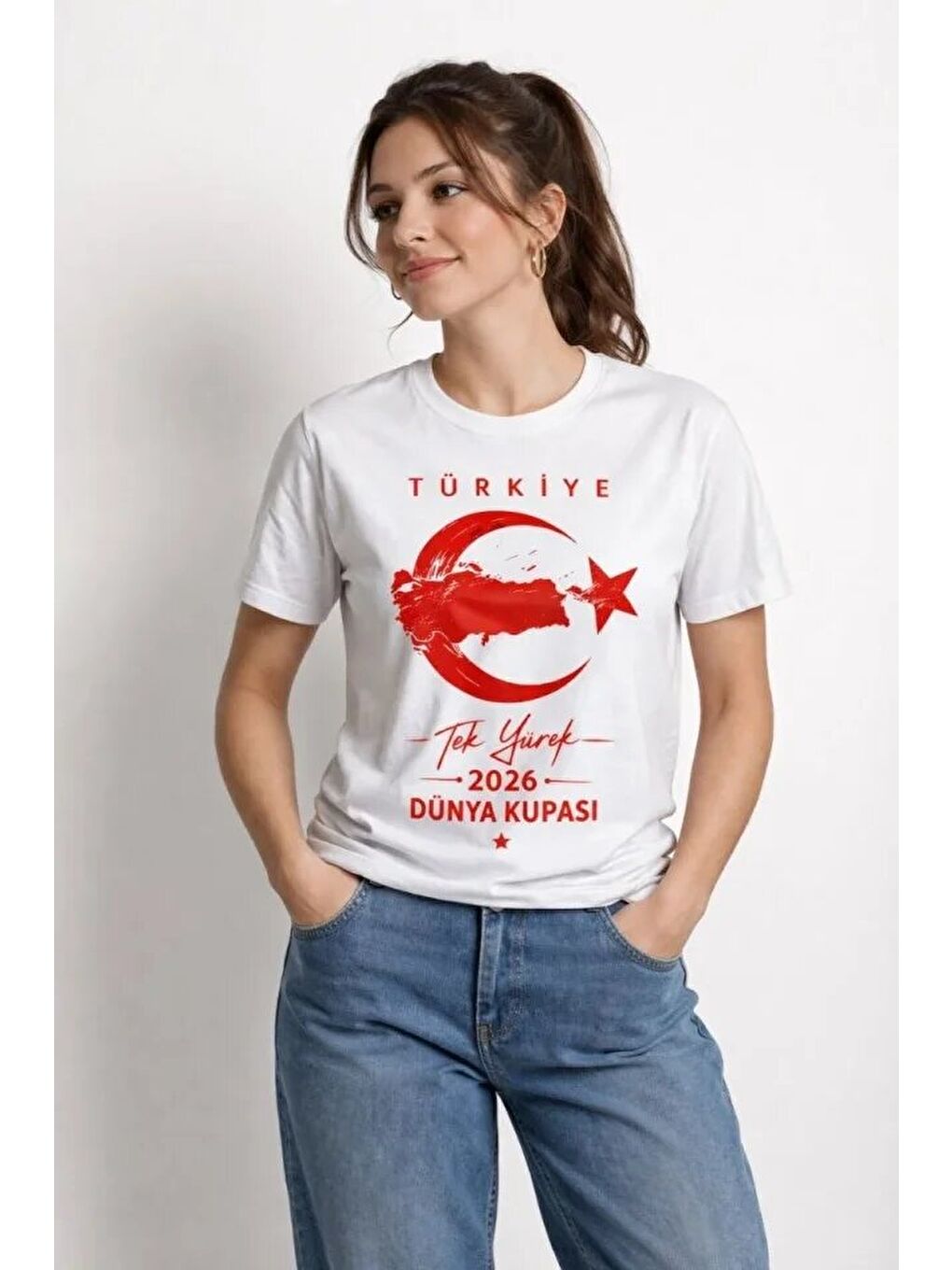 TÜRKİYE Ay Yıldız 2026 Dünya Kupasi Taraftar Forma T-Shirt - Beyaz-1