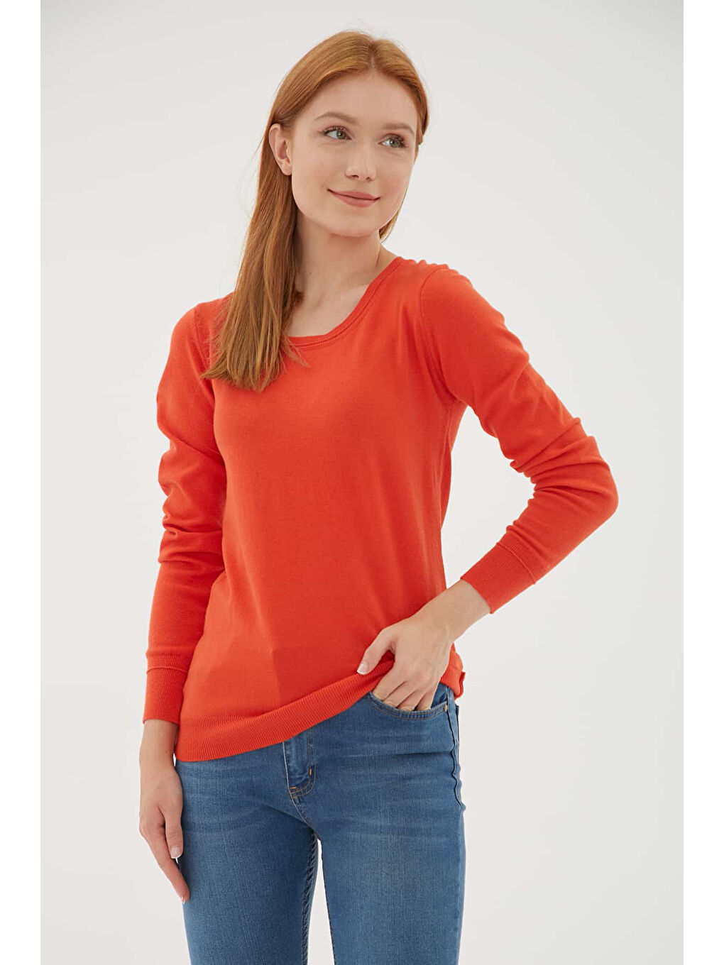 Kahverengi Regular Fit Bisiklet Yaka Triko Kazak 25K0779K1-1