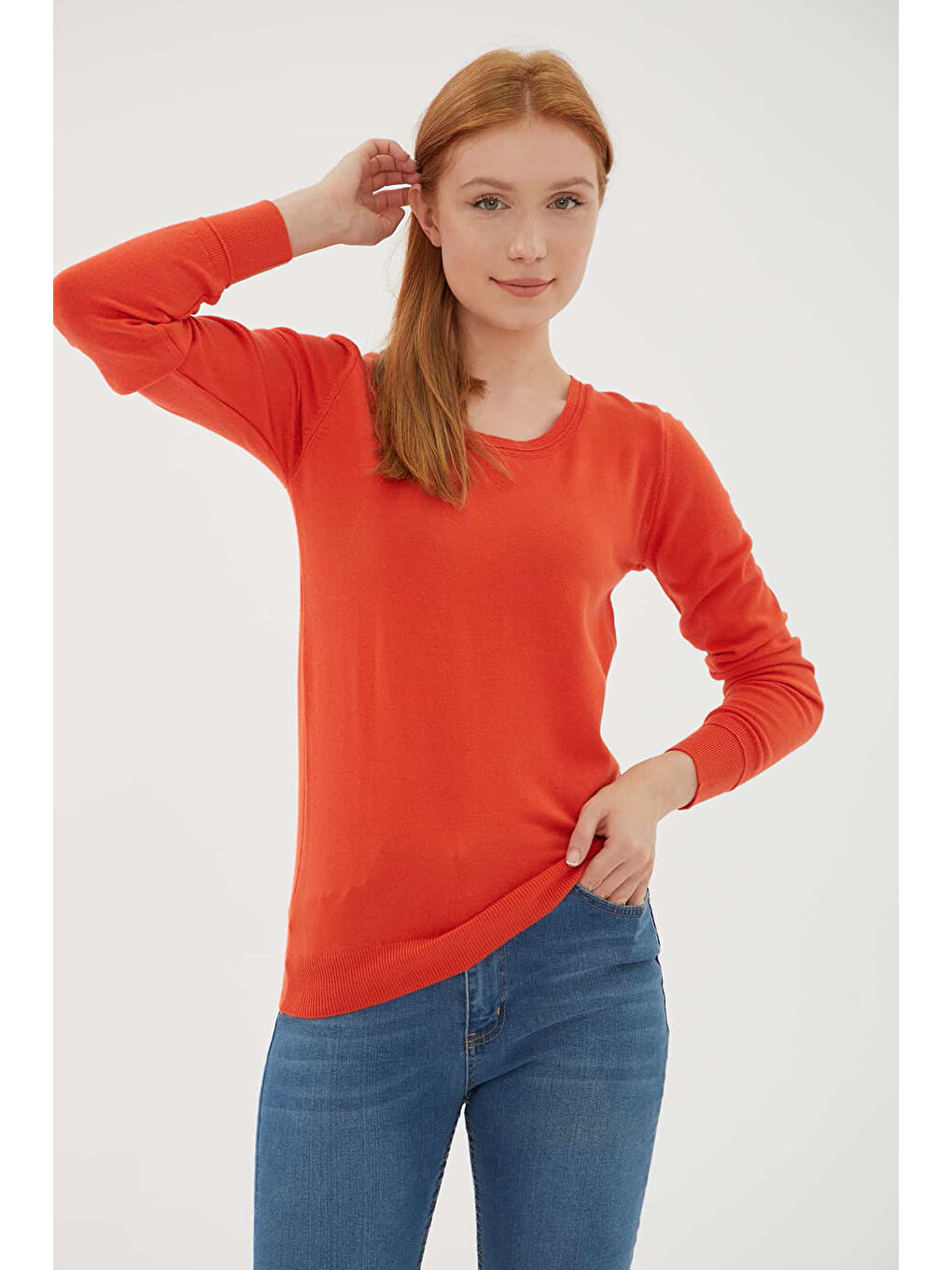 Kahverengi Regular Fit Bisiklet Yaka Triko Kazak 25K0779K1-2