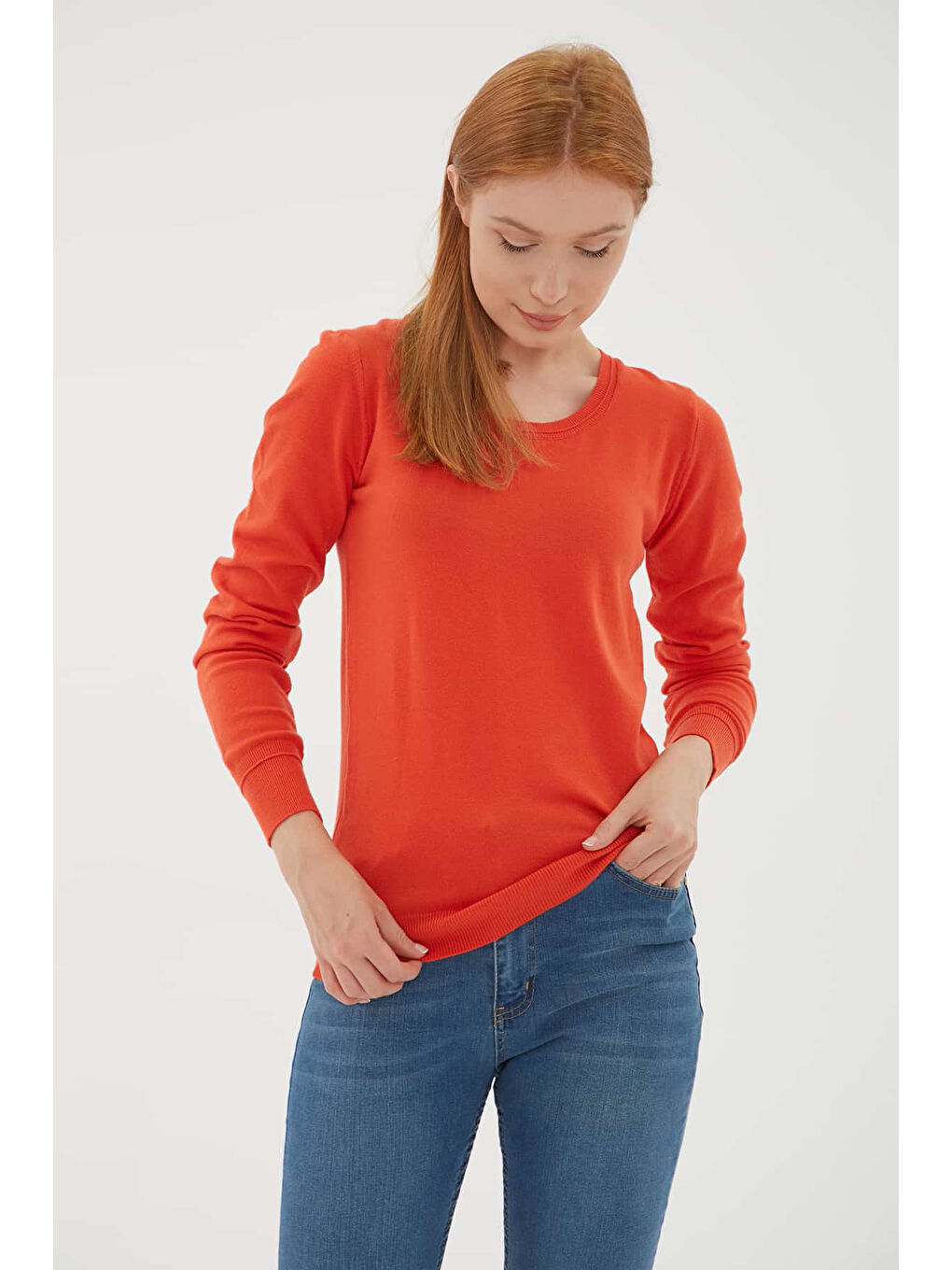 Kahverengi Regular Fit Bisiklet Yaka Triko Kazak 25K0779K1-3