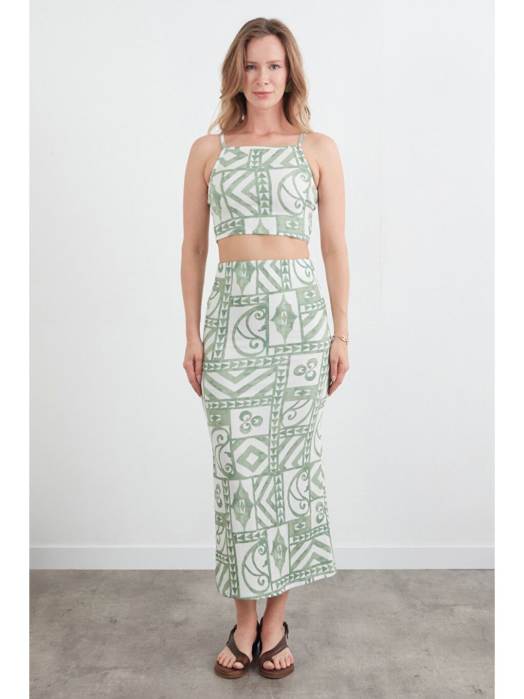 Turkuaz Bürümcük Kumaş Desenli 2 Li Takım