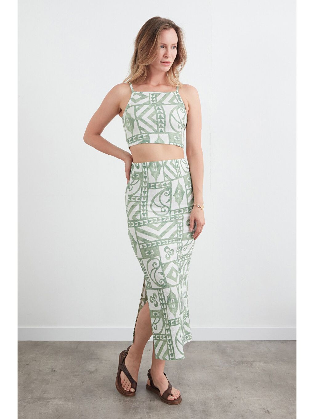 Turkuaz Bürümcük Kumaş Desenli 2 Li Takım-1