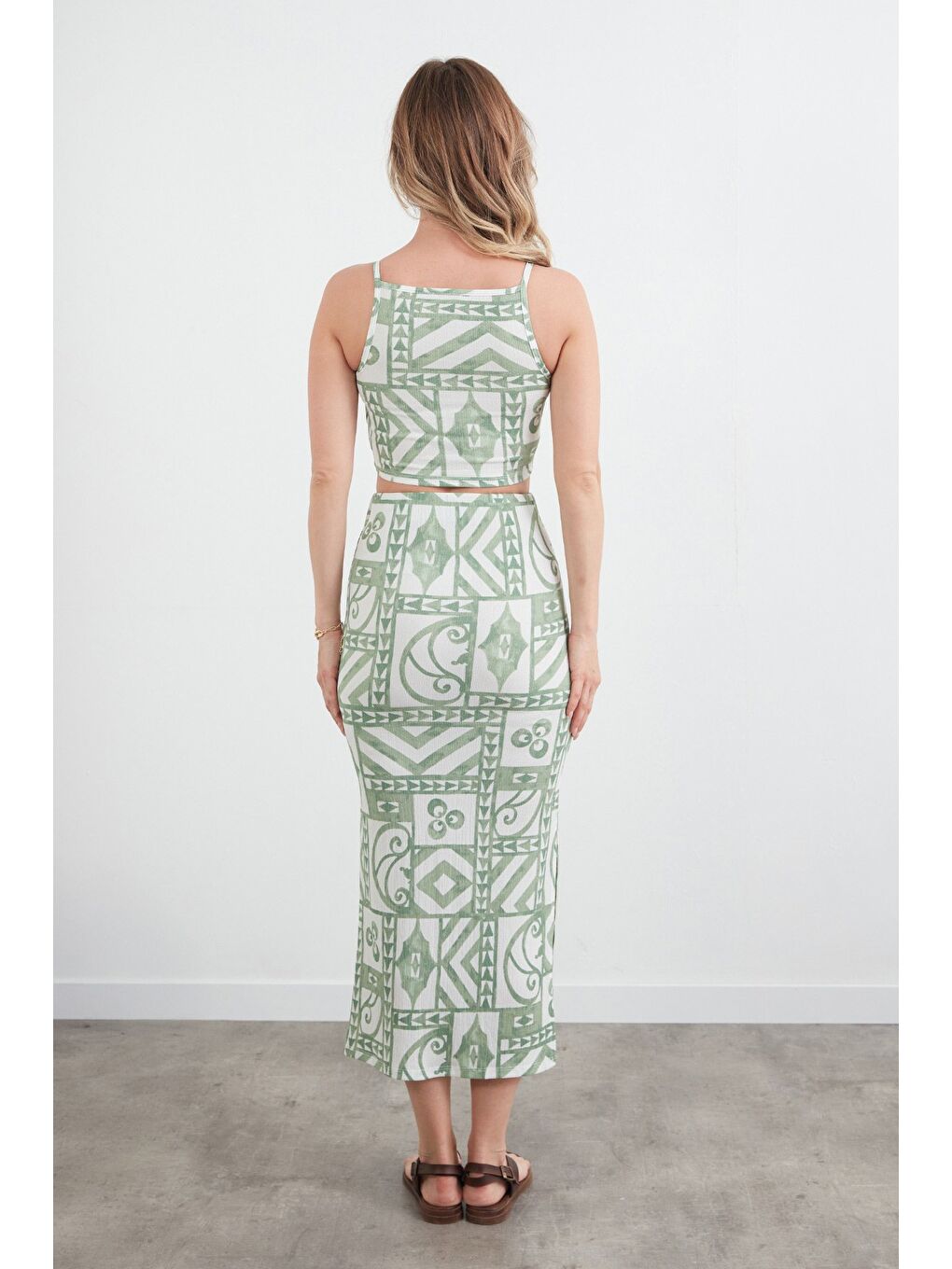 Turkuaz Bürümcük Kumaş Desenli 2 Li Takım-3