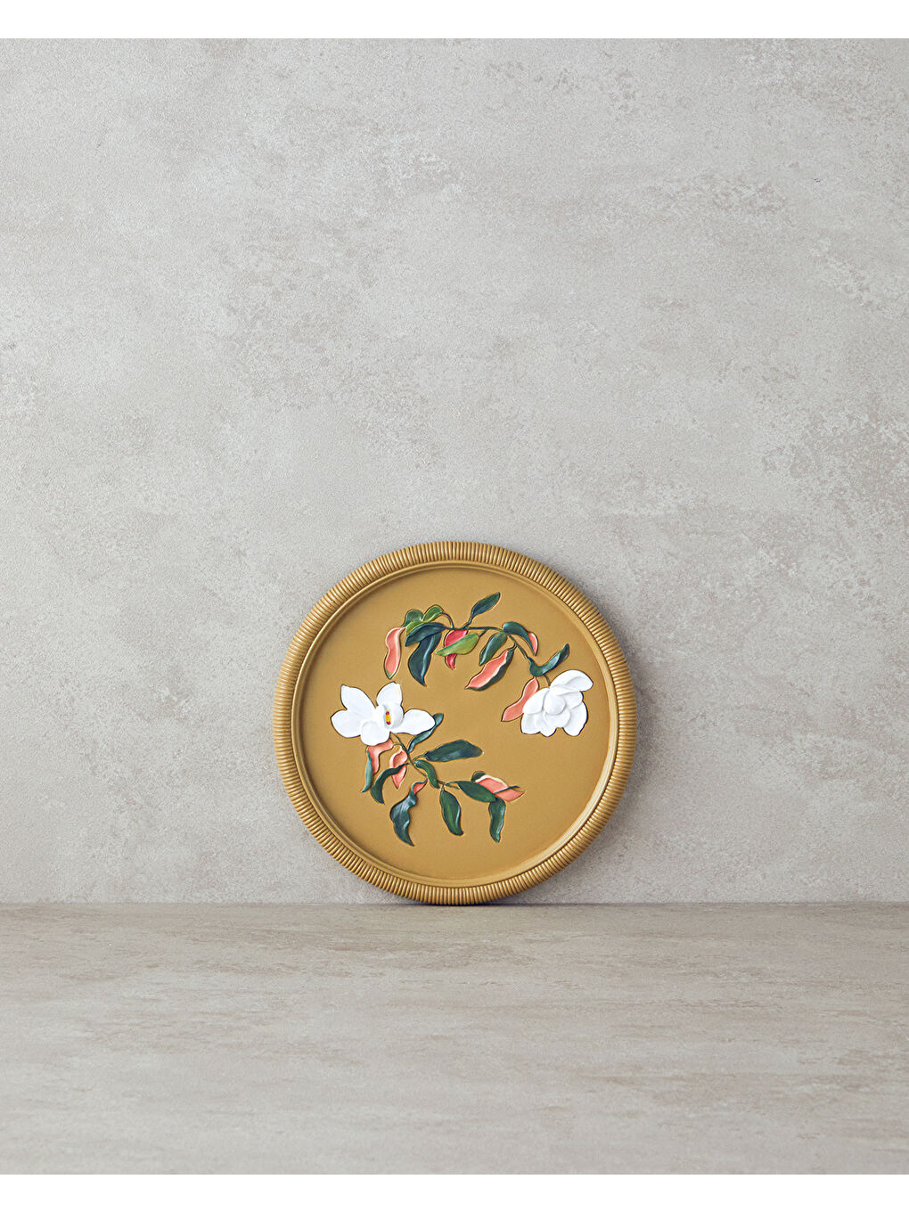 Flowers Polyresin Duvar Aksesuarı Bej