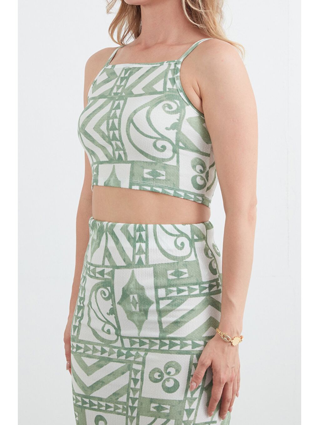 Turkuaz Bürümcük Kumaş Desenli 2 Li Takım-4