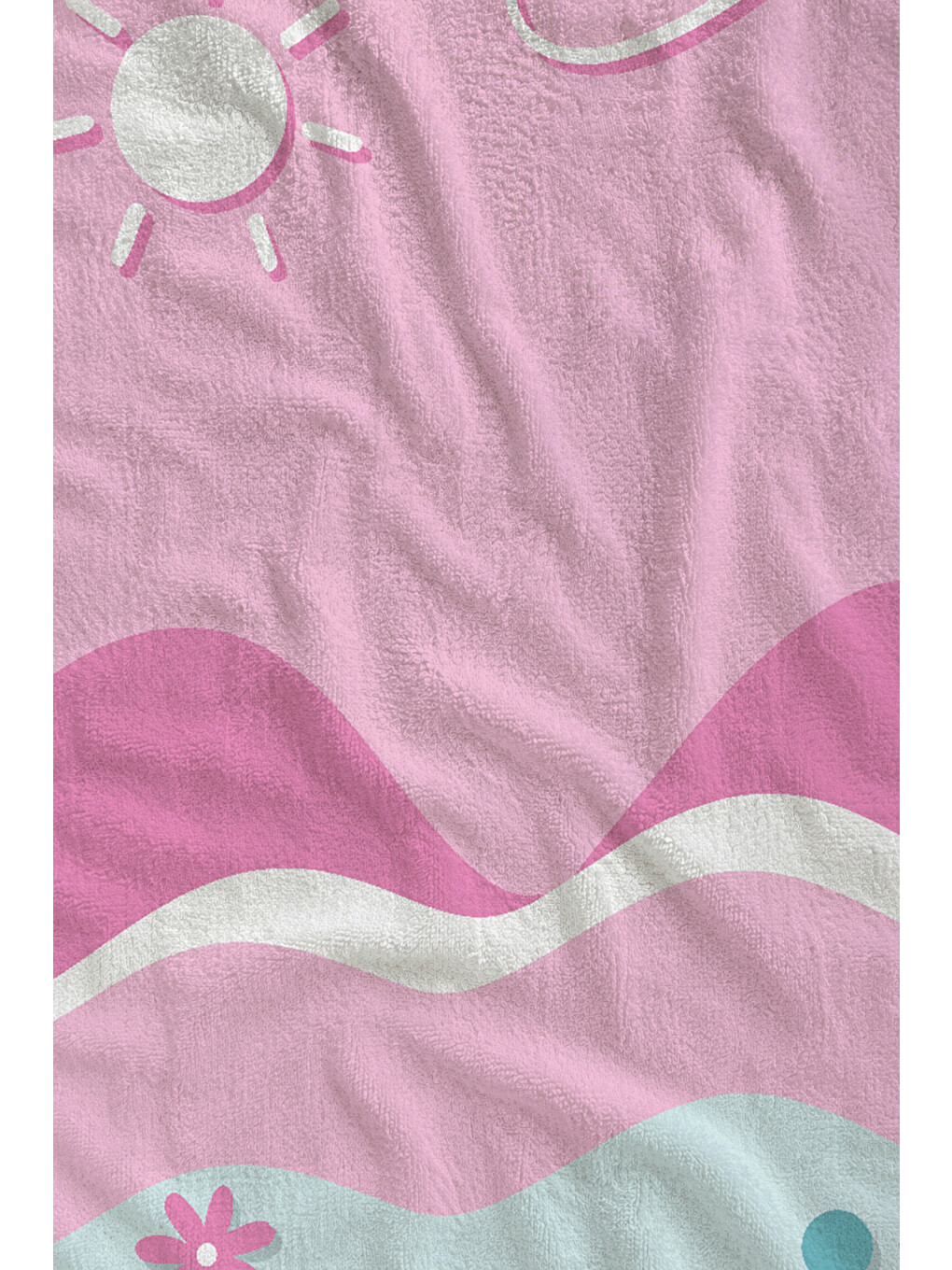 Pastel Pembe Soyut Dalga Ve Deniz Motifli 70x150 Cm Dijital Baskılı Plaj Ve Banyo Havlusu-1