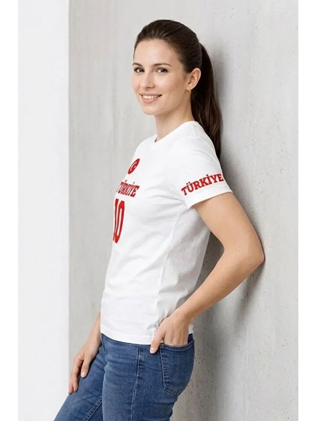 TÜRKİYE Ay Yıldız Baskılı 10 Numara Forma Tişört Taraftar T-Shirt - Beyaz-2