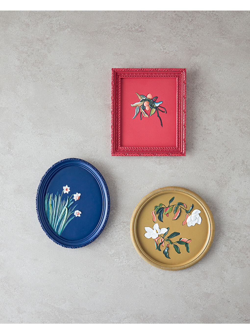 Flowers Polyresin Duvar Aksesuarı Bej-3