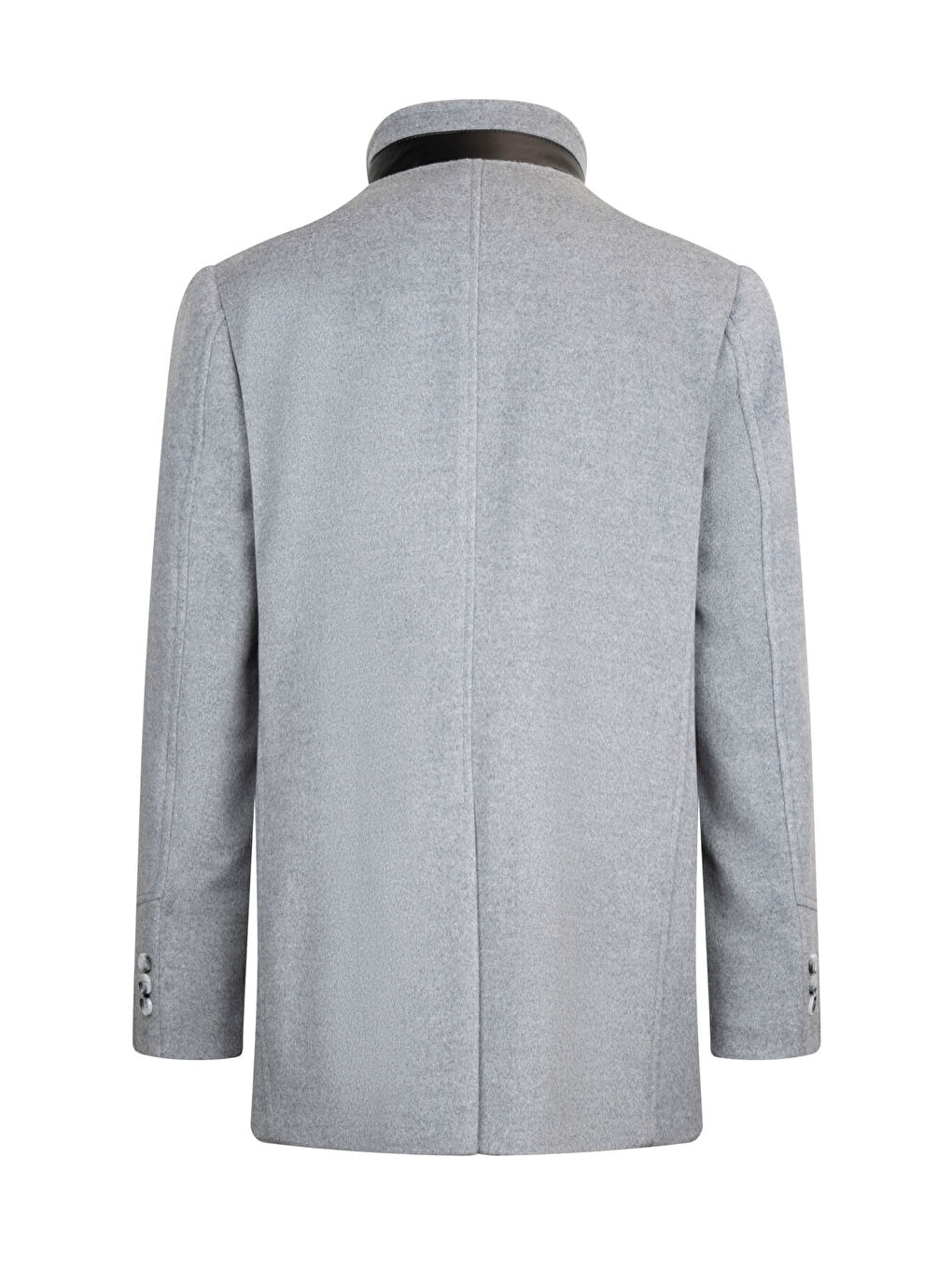 Gri Slim Fit Hakim Yaka Yünlü Basic Palto-1