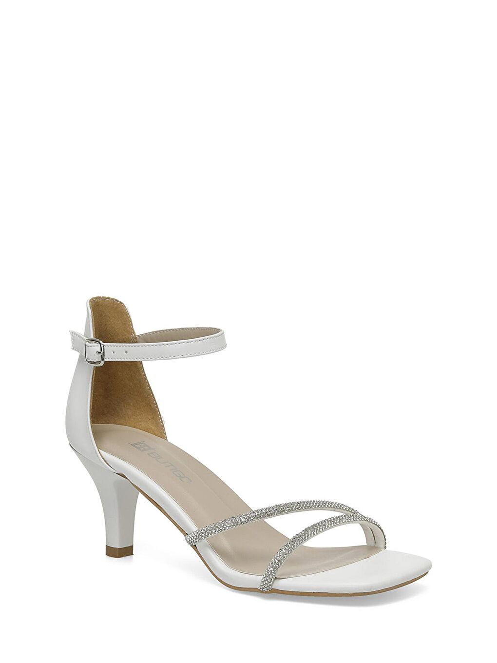 23S-137 4FX Beyaz Kadın Topuklu Sandalet-1