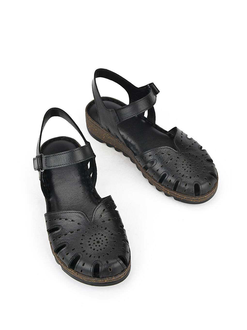 Kadın Hakiki Deri Sandalet 1411008Z204 Siyah-3