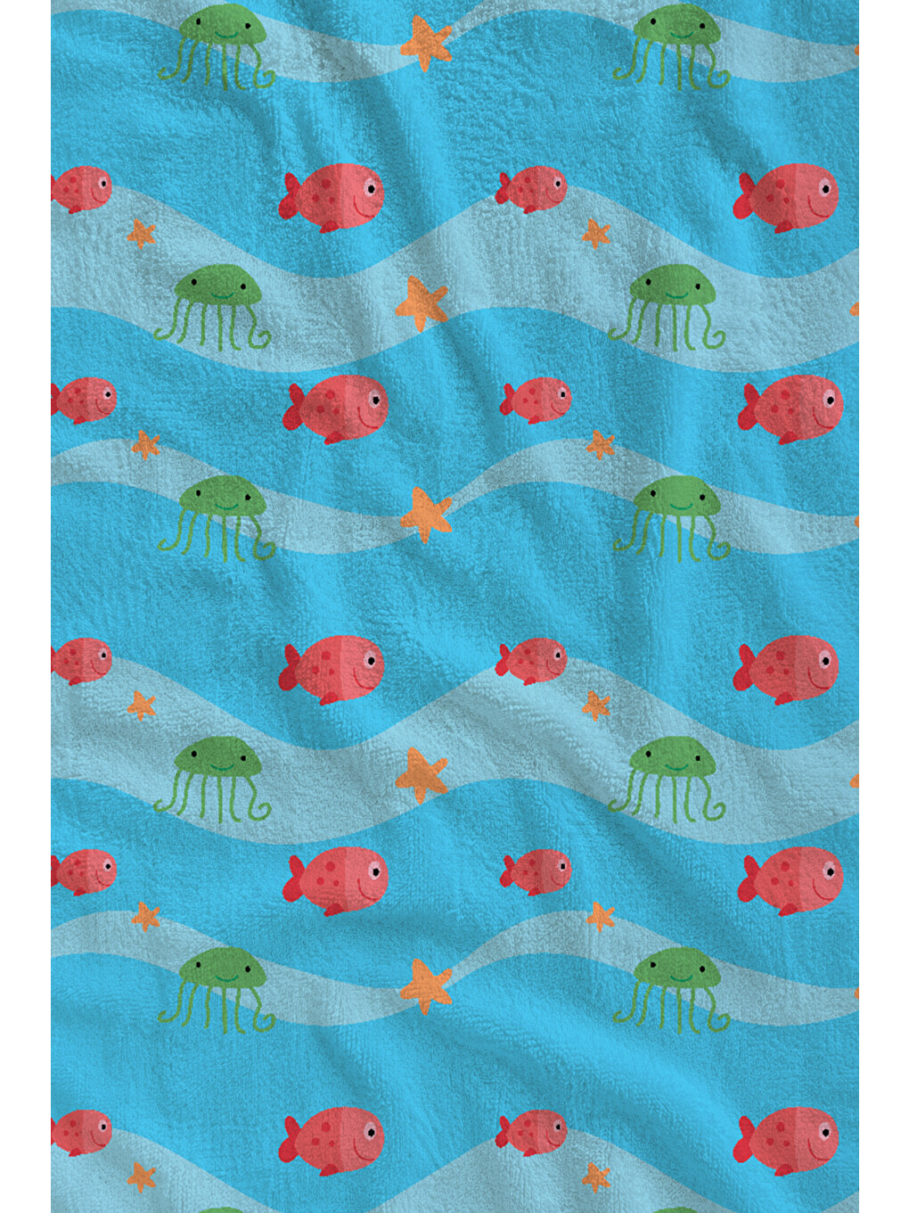 Açık Mavi Kırmızı Minik Yengeç Desenli 70x150 Cm Dijital Baskılı Plaj Ve Banyo Havlusu-1