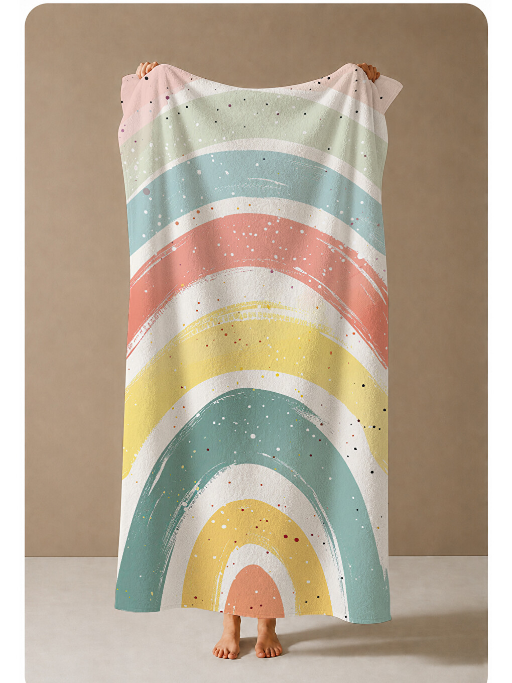 Milbay Grup Mavi Pastel Çizgili Desenli 70x150 Cm Dijital Plaj Ve Banyo Havlusu-17234-3