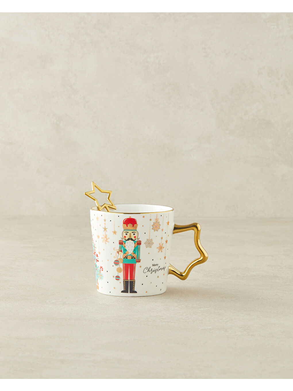 Stary Soldier New Bone China Kaşıklı Kupa 360 ml Kırmızı - Yeşil-1