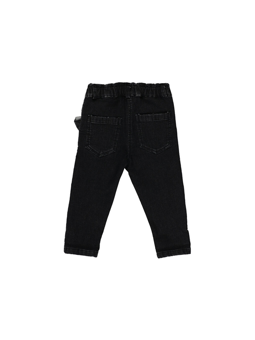 Panço Siyah Kız Çocuk Tül Detaylı Denim Pantolon - 6