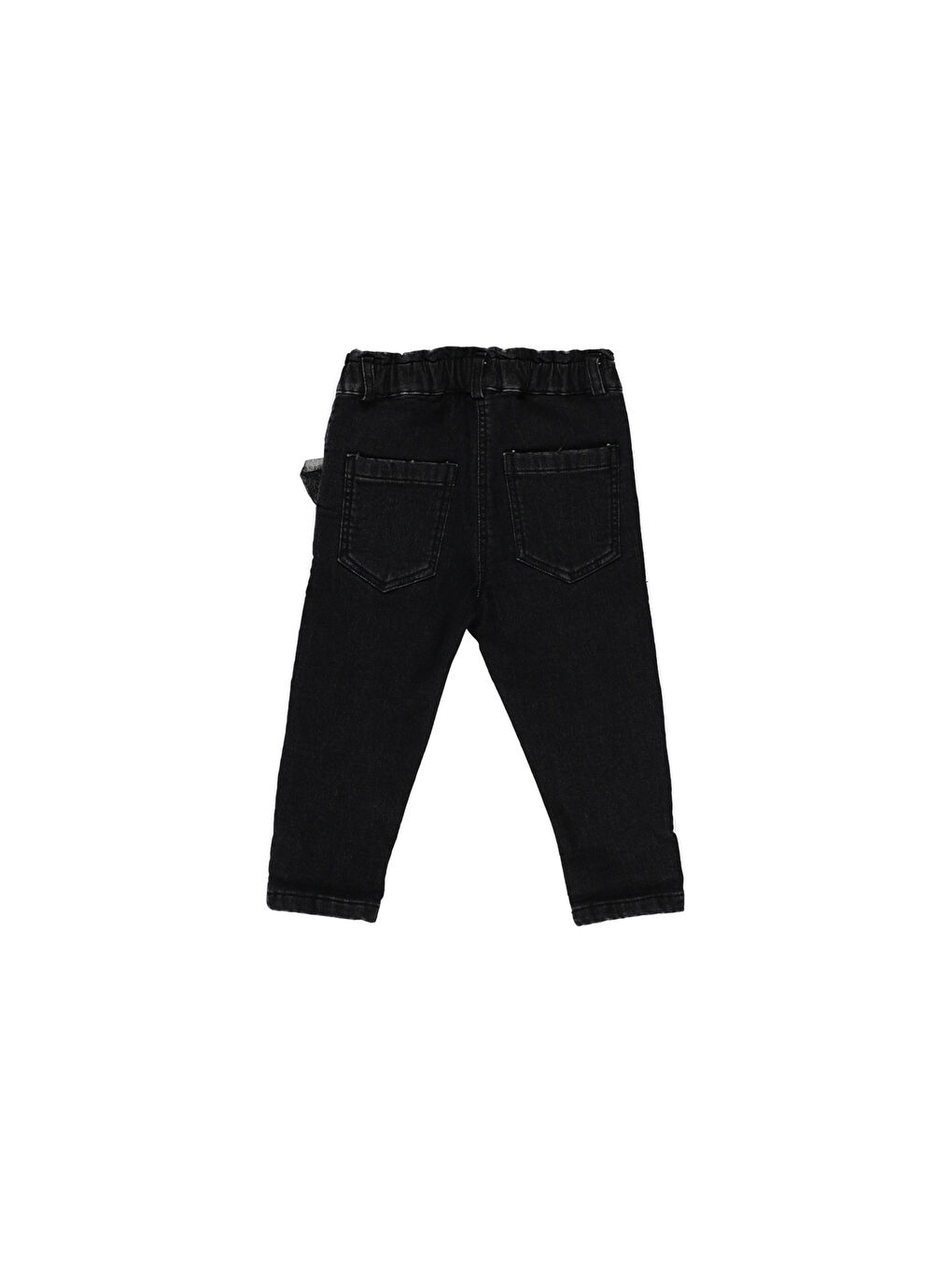 Panço Siyah Kız Çocuk Tül Detaylı Denim Pantolon - 4