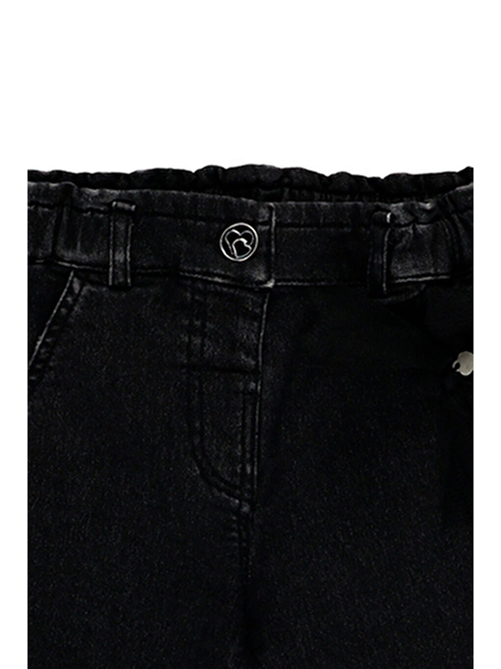 Panço Siyah Kız Çocuk Tül Detaylı Denim Pantolon - 8