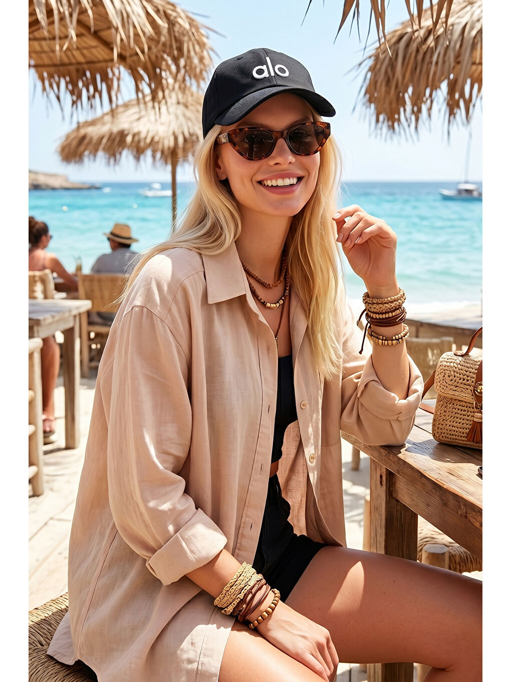 Bej Modal Oversize Fit Uzun Kollu Kadın Gömlek 6834612