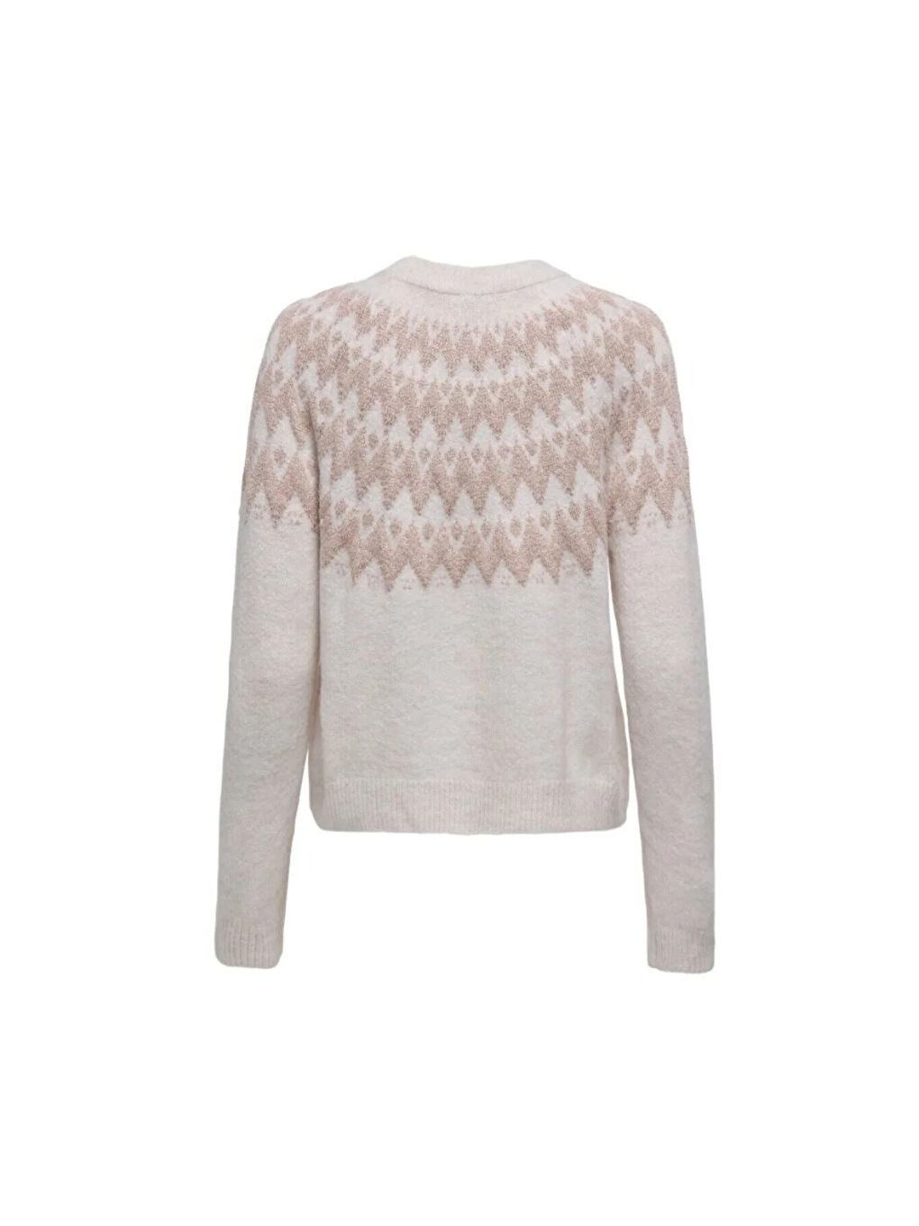 Bej Onlfry Desenli Regular Fit Bisiklet Yaka Örme Kazak 15350618-5