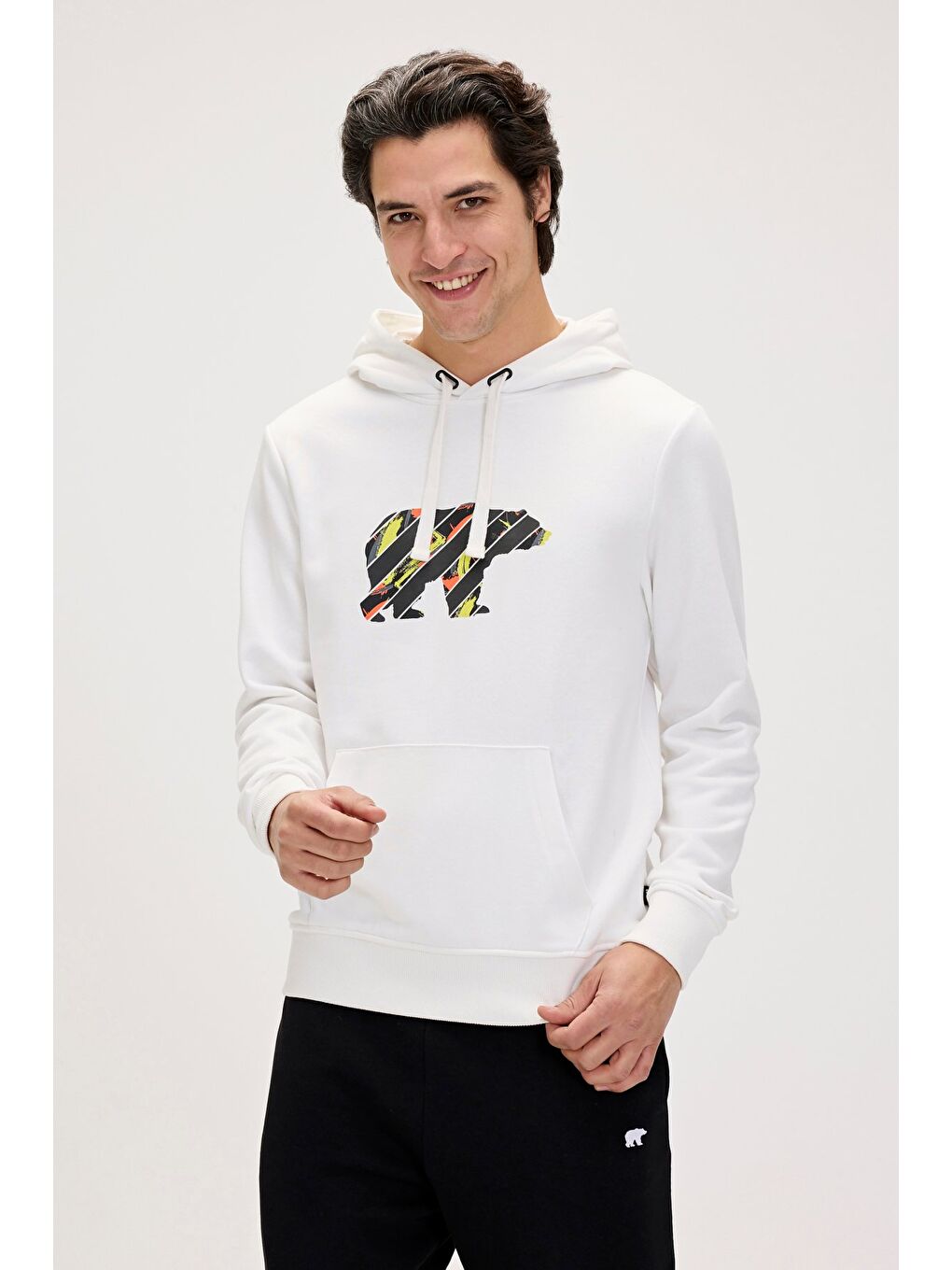 Bad Bear Mono Beyaz Erkek Kapüşonlu Sweatshirt - 3